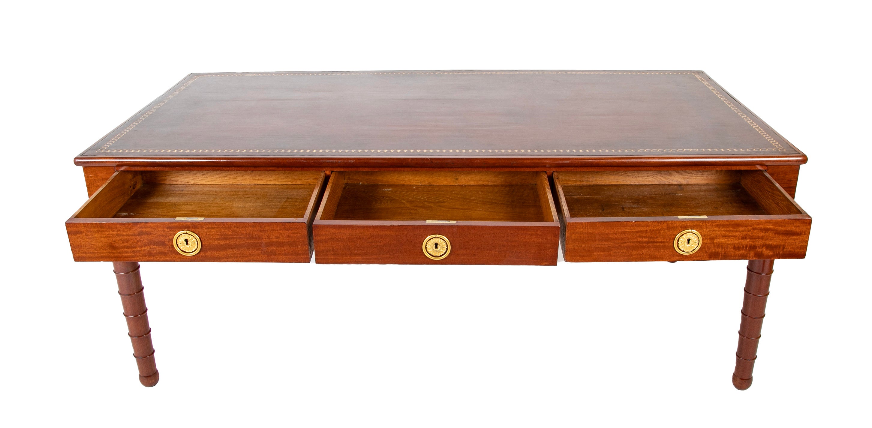 Louis Philippe Six Drawer Leather Top Partner's Writing Desk