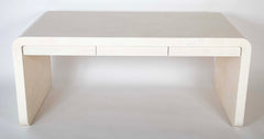 White Lacquered Goat Skin Desk by Karl Springer