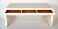 White Lacquered Goat Skin Desk by Karl Springer