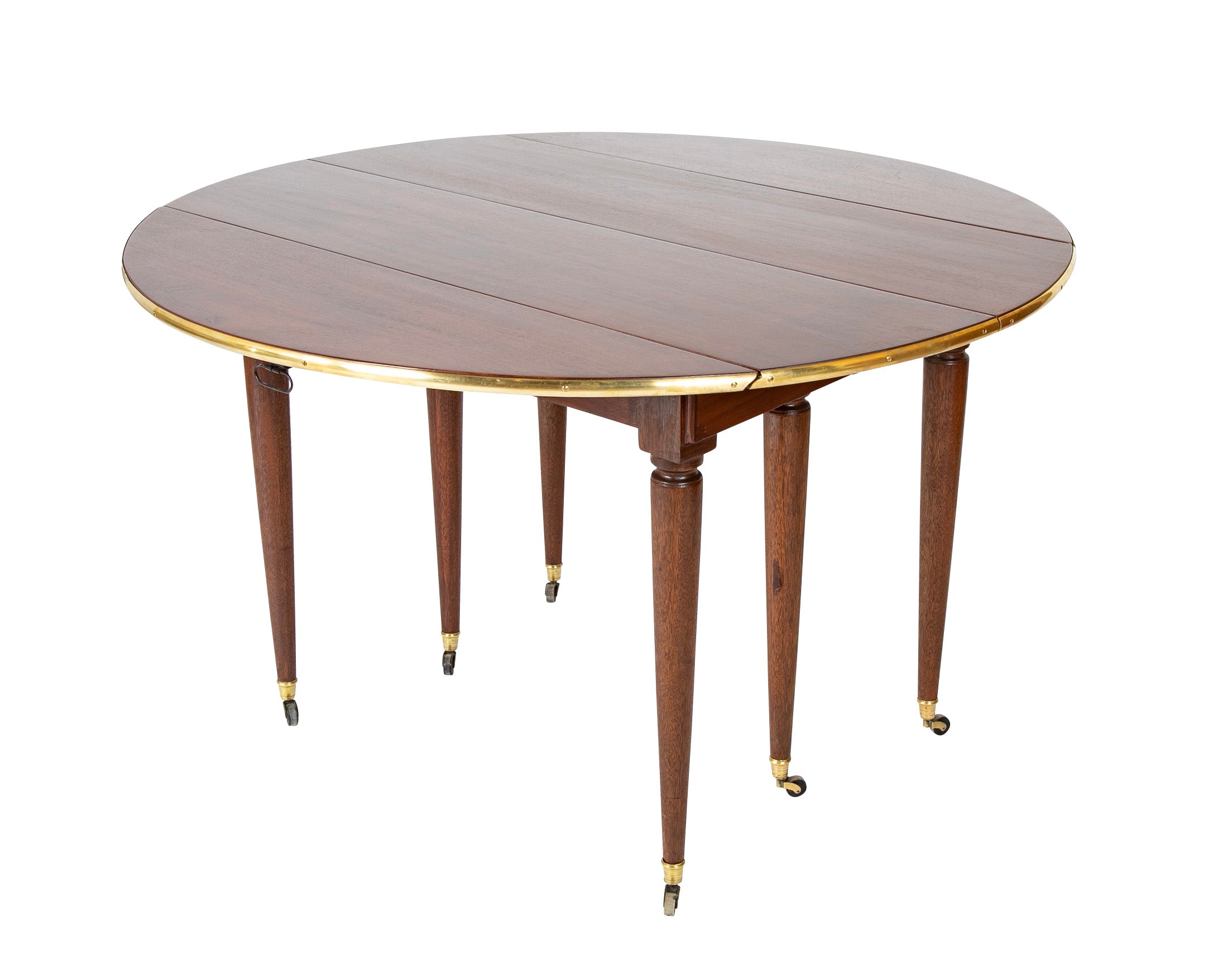 Louis XVI Style Mahogany Extension Dining Table with Four Leaves