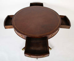 Regency Leather Top Drum Table