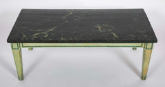 Green Painted Faux Marble Top Low Tables