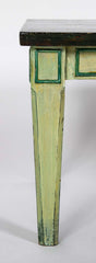 Green Painted Faux Marble Top Low Tables