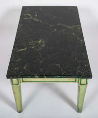 Green Painted Faux Marble Top Low Tables