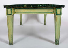 Green Painted Faux Marble Top Low Tables