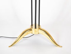 Mid-Century French Brass & Ebonized Steel Floor Lamp