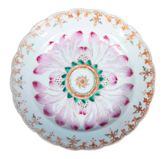 Chinese Famille Rose Porcelain Dish with Lotus Design