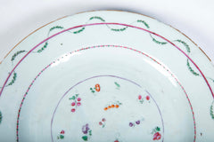 18th Century Chinese Export Famille Rose Plate with Floral & Fruit Motif