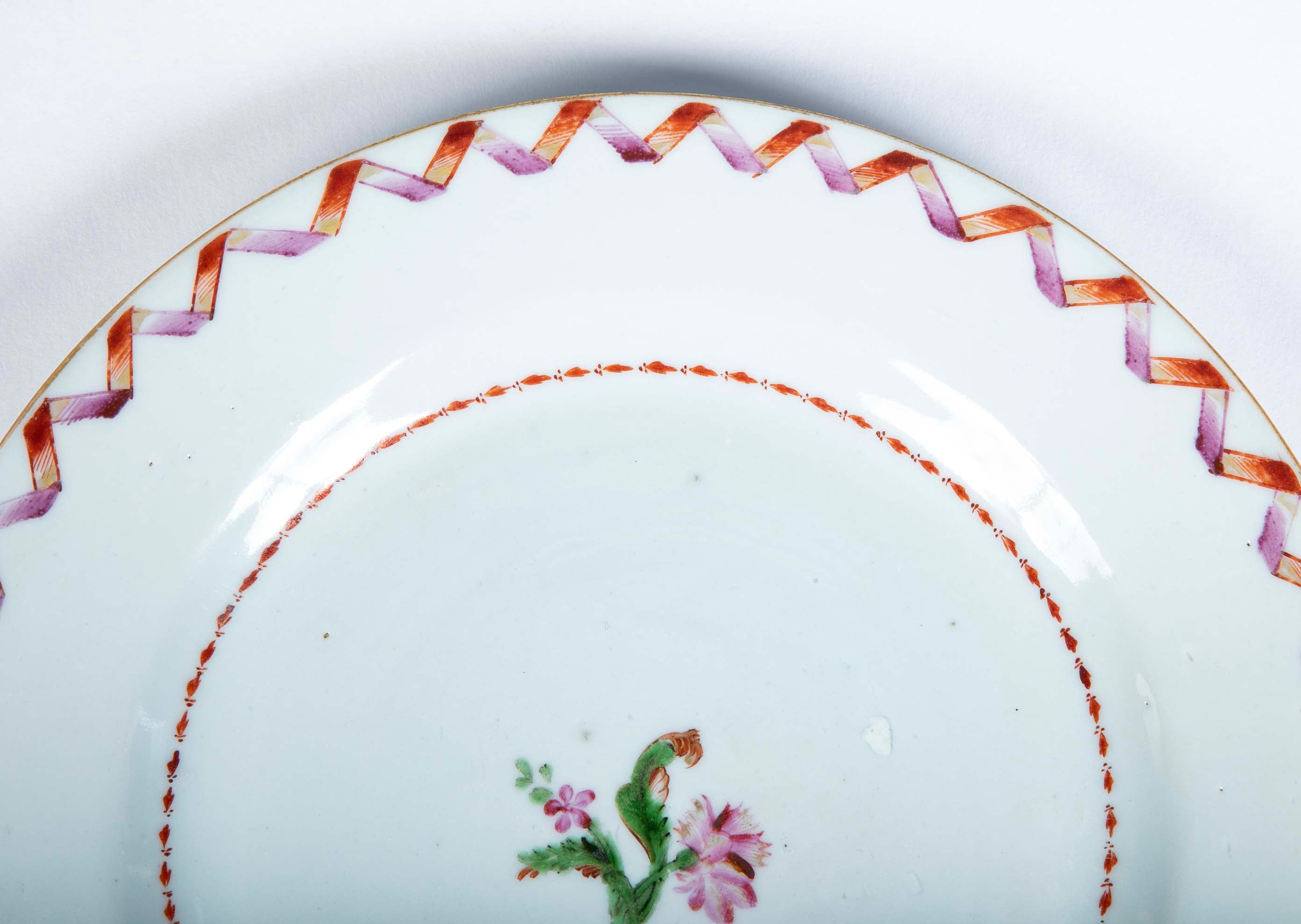 Pair of Famille Rose Chinese Export Porcelain Plates