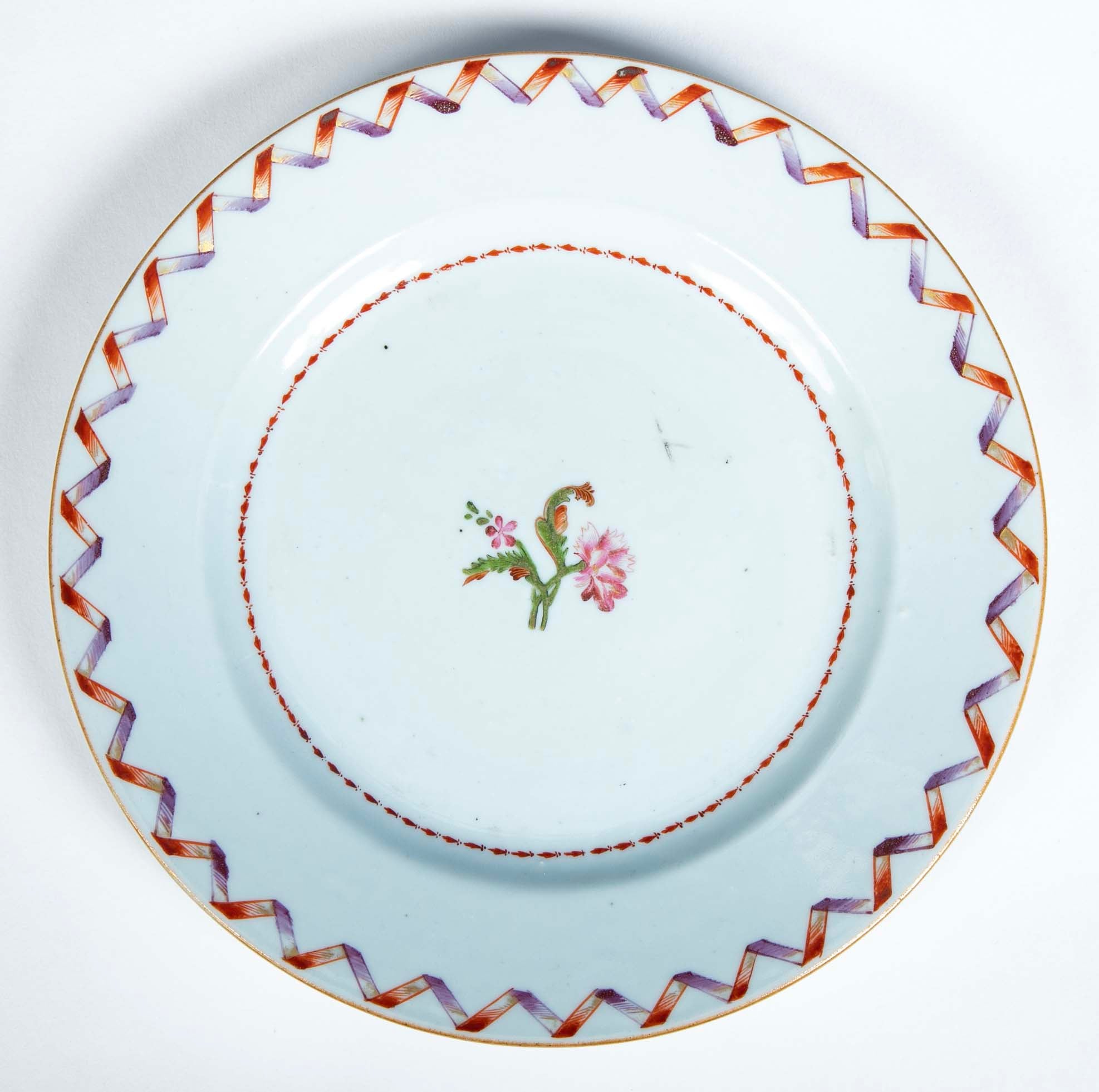 Pair of Famille Rose Chinese Export Porcelain Plates