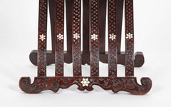 A Syrian Carved Hardwood Folding Chair with Abalone Inlays