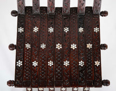 A Syrian Carved Hardwood Folding Chair with Abalone Inlays