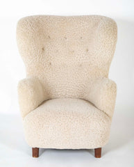 Mid 20th Century Danish Wingchair in Lambswool