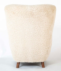 Mid 20th Century Danish Wingchair in Lambswool