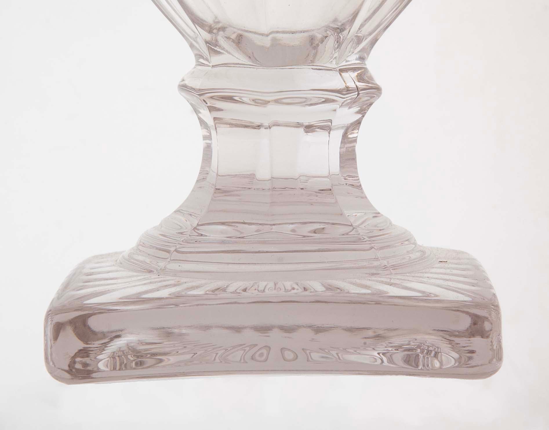 Lidded Glass Covered Urn in Antique Diamond Pattern