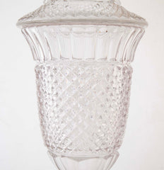 Lidded Glass Covered Urn in Antique Diamond Pattern