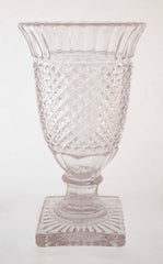 Lidded Glass Covered Urn in Antique Diamond Pattern