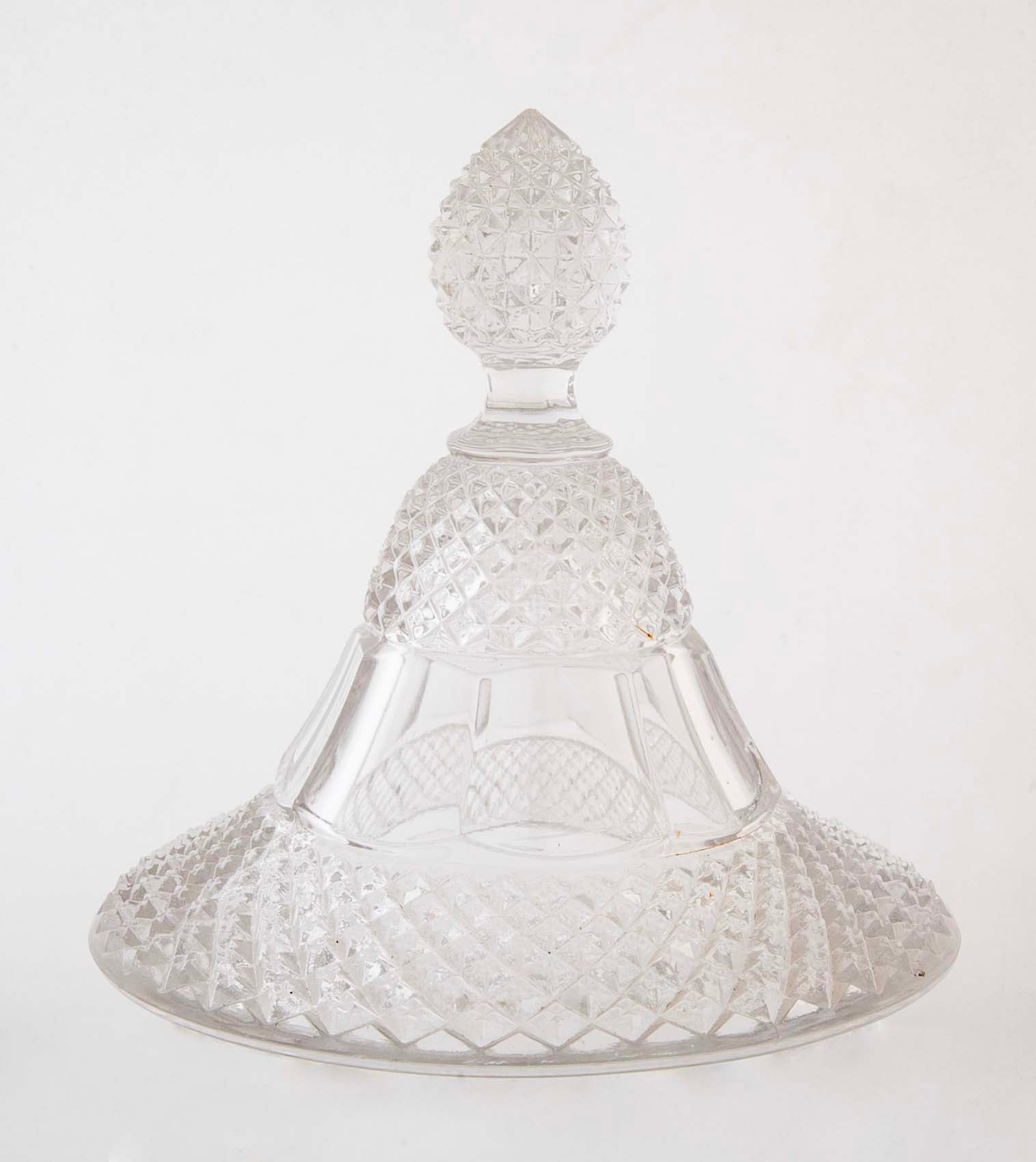 Lidded Glass Covered Urn in Antique Diamond Pattern
