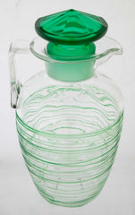 Green Glass Threaded Pitcher with Stopper