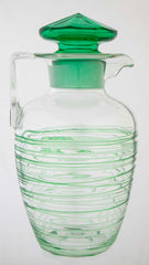 Green Glass Threaded Pitcher with Stopper