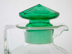 Green Glass Threaded Pitcher with Stopper
