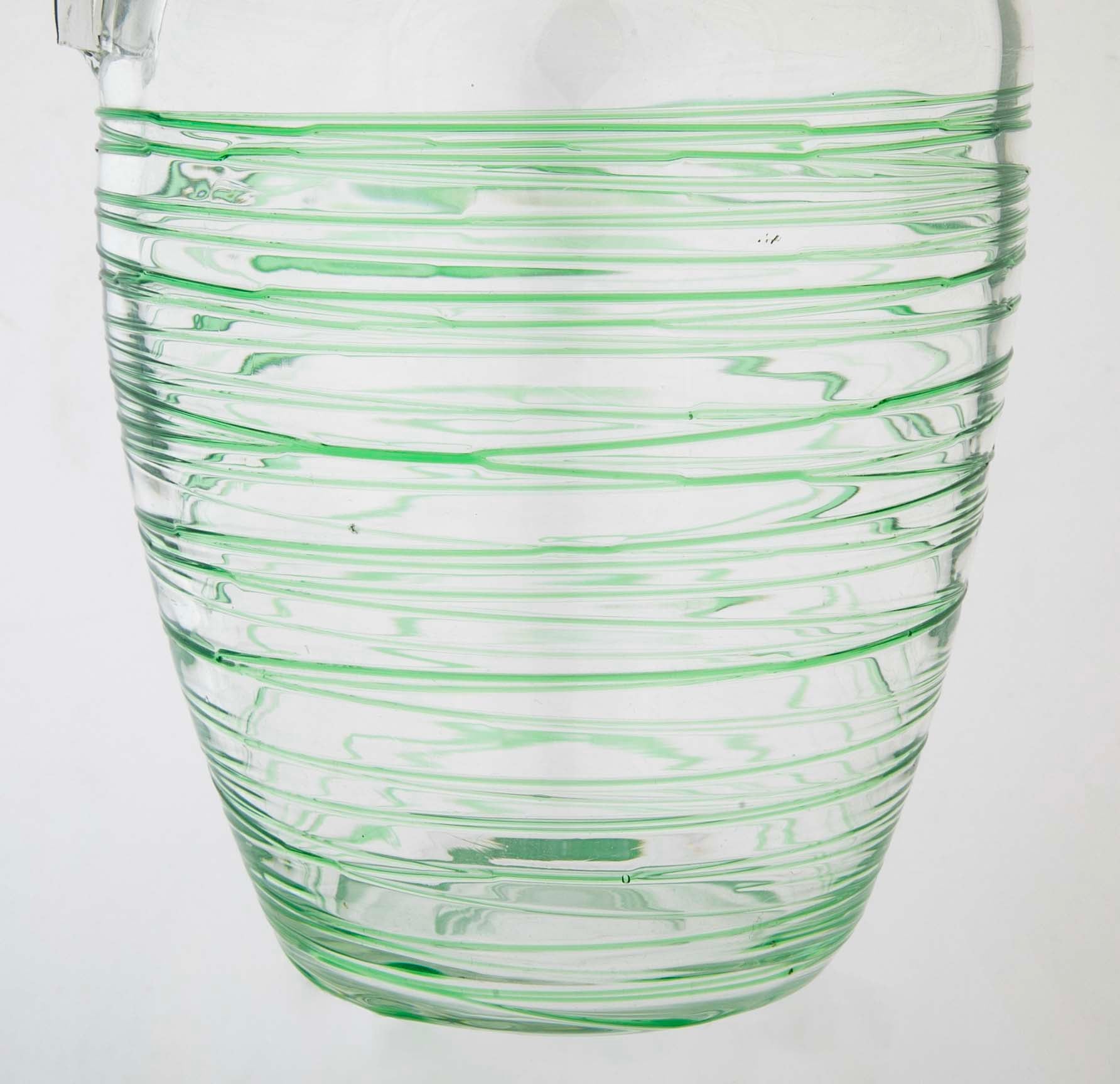Green Glass Threaded Pitcher with Stopper