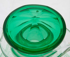 Green Glass Threaded Pitcher with Stopper