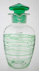 Green Glass Threaded Pitcher with Stopper
