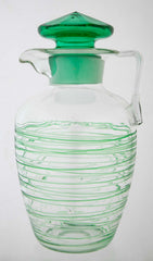 Green Glass Threaded Pitcher with Stopper