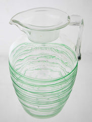 Green Glass Threaded Pitcher with Stopper