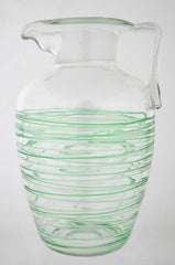 Green Glass Threaded Pitcher with Stopper