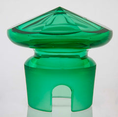 Green Glass Threaded Pitcher with Stopper