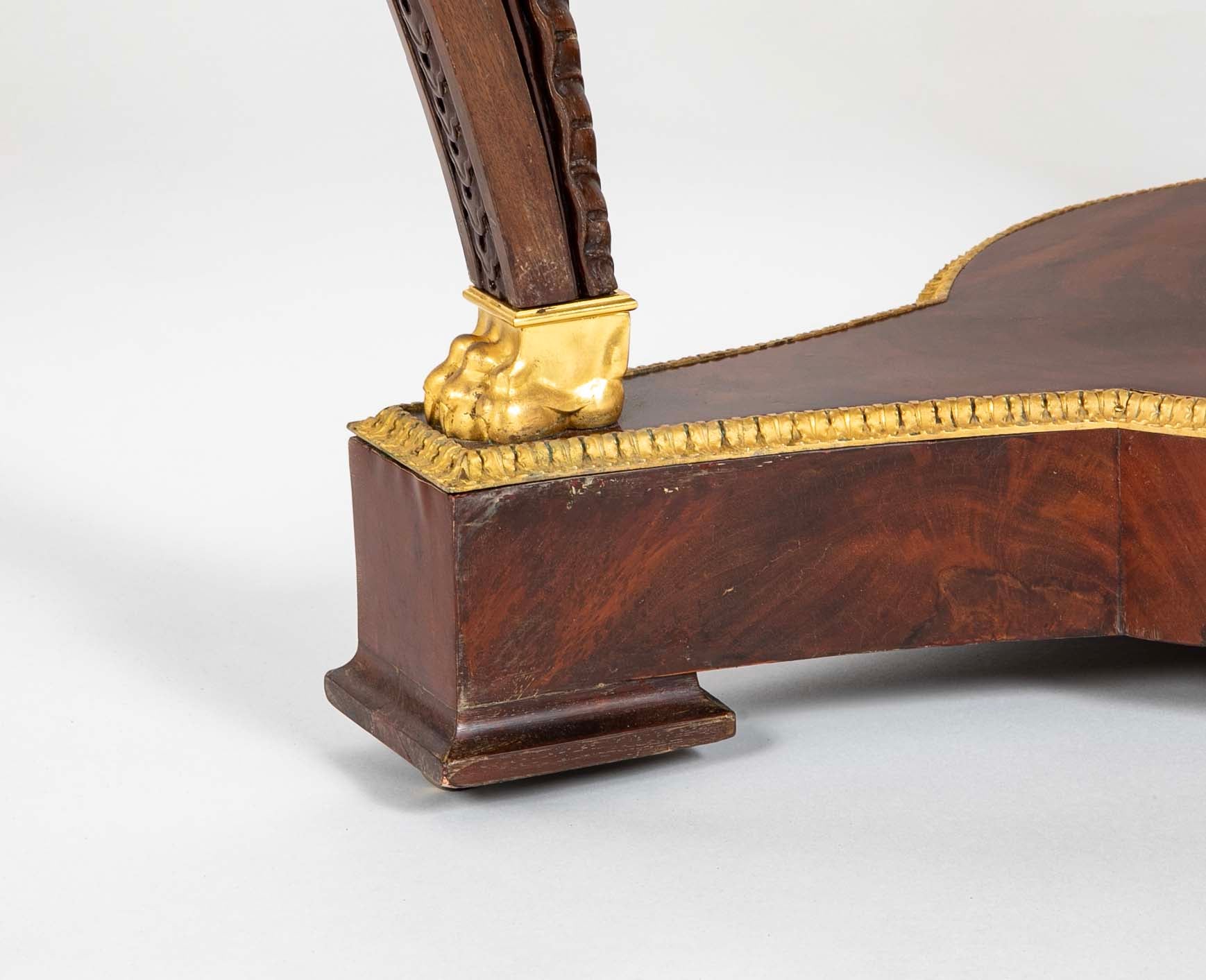 Mahogany and Sea Green Marble Top Center Table