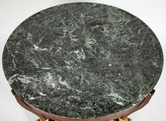Mahogany and Sea Green Marble Top Center Table