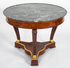 Mahogany and Sea Green Marble Top Center Table