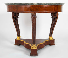 Mahogany and Sea Green Marble Top Center Table