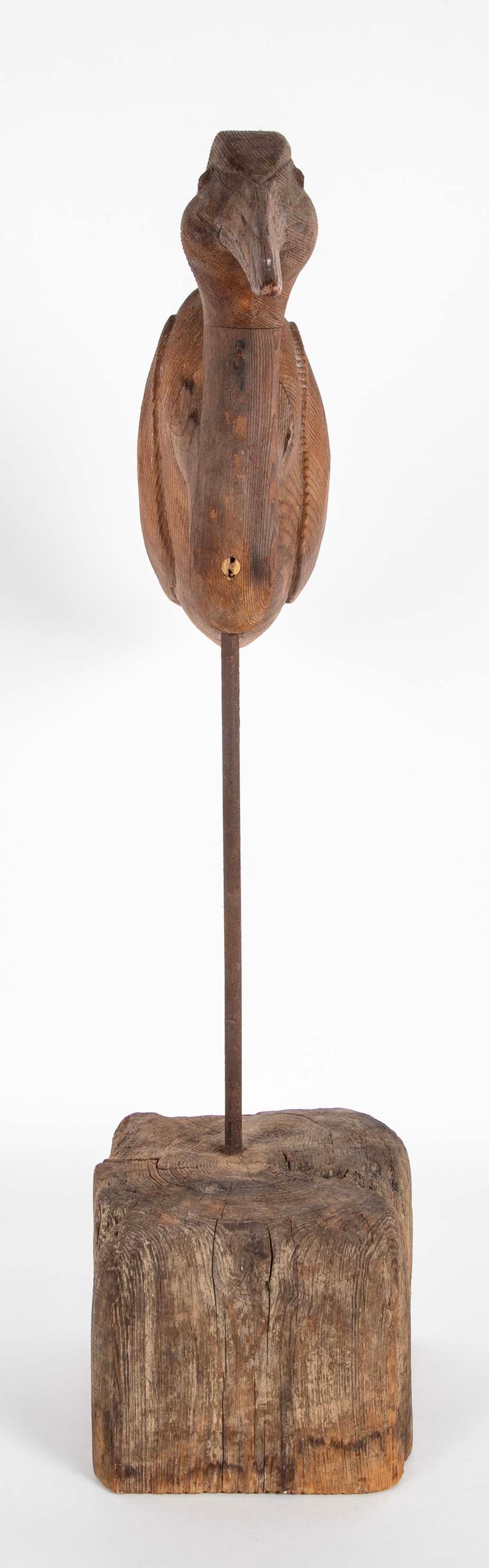 Carved and Painted Wood Heron Decoy by Thomas Langan