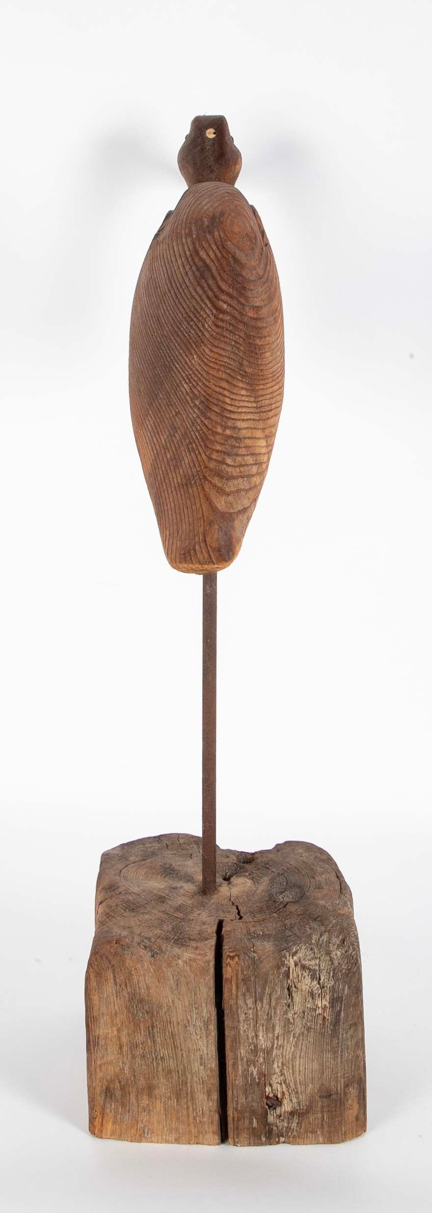 Carved and Painted Wood Heron Decoy by Thomas Langan