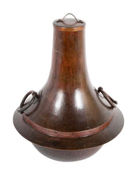 Japanese Patinated Bronze Lidded Jar with Loop Handles