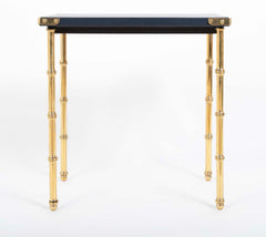 Two Blue Leather Top Nesting Tables Attributed to Jacques Adnet