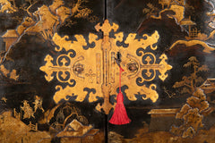 17th Century Japanese Gilt & Black Lacquer Cabinet for Export on Later Stand