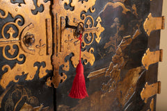 17th Century Japanese Gilt & Black Lacquer Cabinet for Export on Later Stand