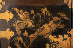17th Century Japanese Gilt & Black Lacquer Cabinet for Export on Later Stand