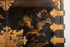 17th Century Japanese Gilt & Black Lacquer Cabinet for Export on Later Stand