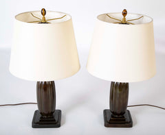 Pair of Just Andersen Melon Form Metal Lamps
