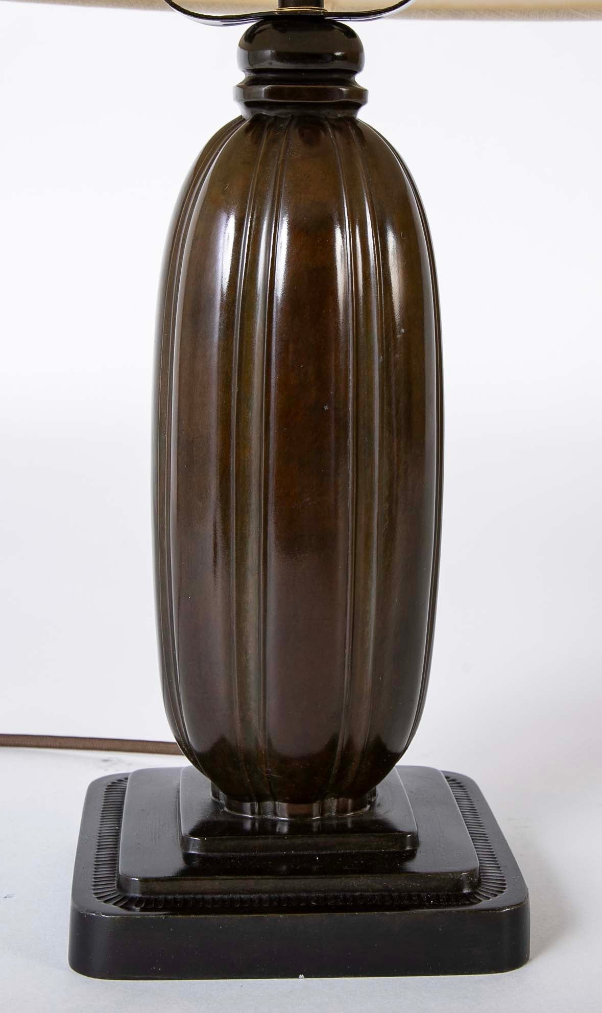 Pair of Just Andersen Melon Form Metal Lamps