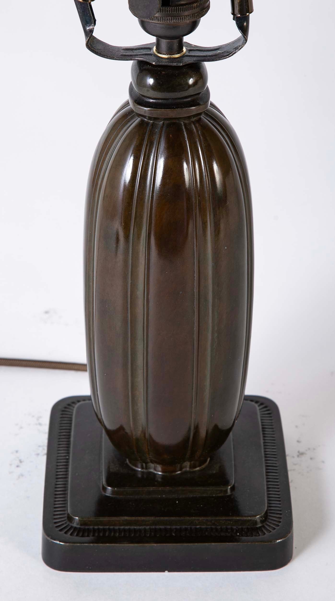 Pair of Just Andersen Melon Form Metal Lamps