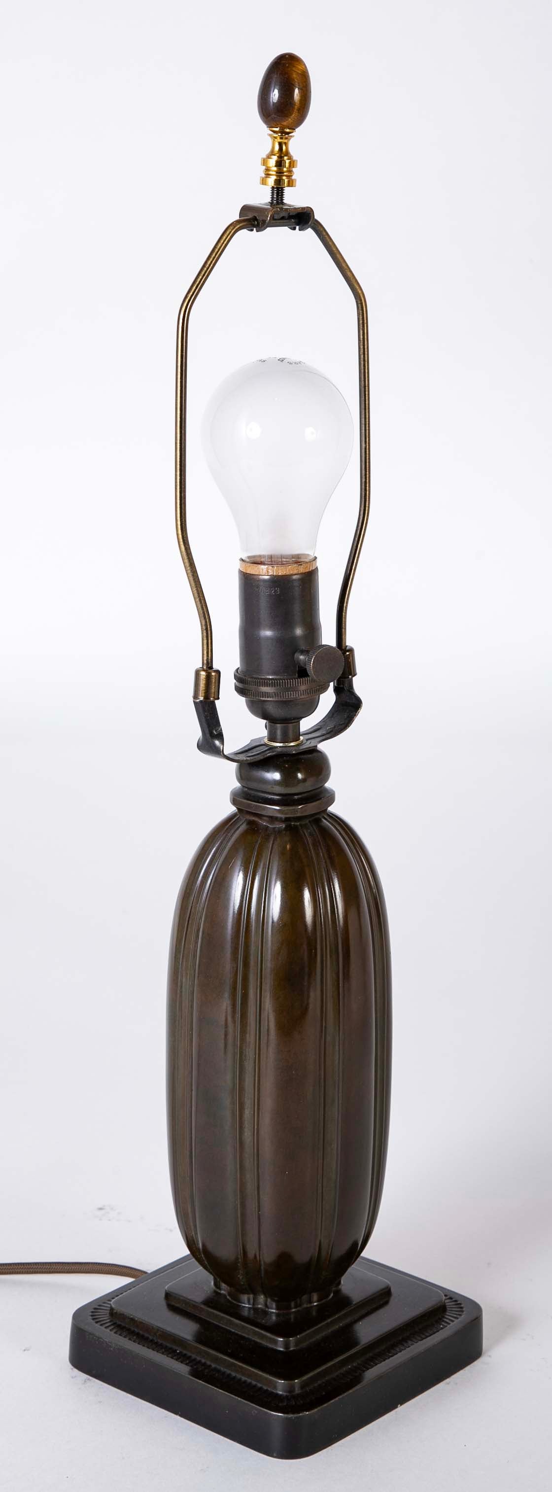 Pair of Just Andersen Melon Form Metal Lamps