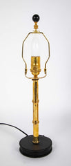 Varnished Brass and Leather Table Lamp Attributed to Jacques Adnet