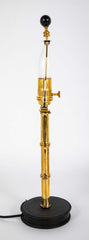 Varnished Brass and Leather Table Lamp Attributed to Jacques Adnet